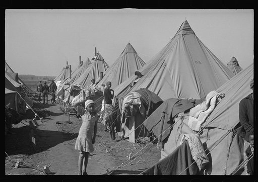 Untitled photo, possibly related to: A street of tents in the camp for flood refugees of Forrest City, Arkansas