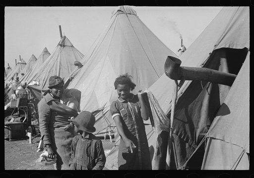 Untitled photo, possibly related to: A street of tents in the camp for flood refugees of Forrest City, Arkansas