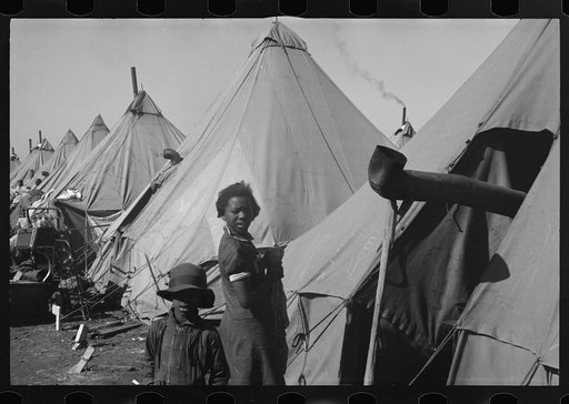 Untitled photo, possibly related to: A street of tents in the camp for flood refugees of Forrest City, Arkansas