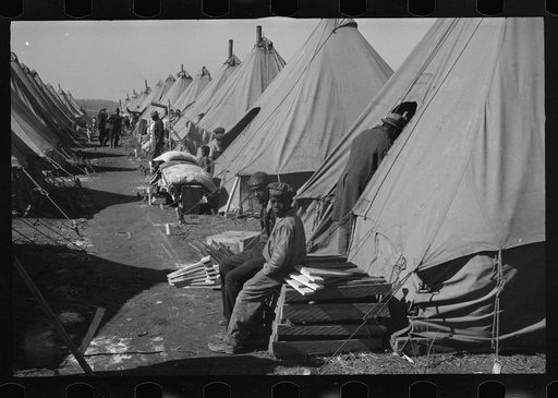 Untitled photo, possibly related to: A street of tents in the camp for flood refugees of Forrest City, Arkansas
