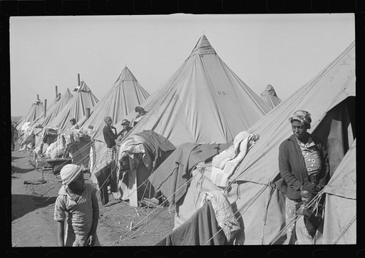 Untitled photo, possibly related to: A street of tents in the camp for flood refugees at Forrest City, Arkansas