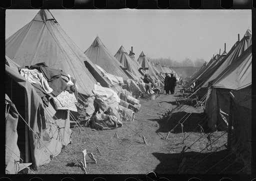 Untitled photo, possibly related to: A street of tents in the camp for flood refugees at Forrest City, Arkansas