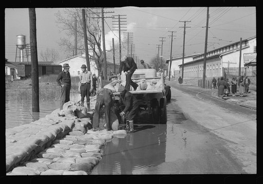 Untitled photo, possibly related to: Workers on the levee during the flood, Memphis, Tennessee