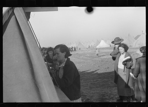 Untitled photo, possibly related to: Part of the mess line in the camp for white flood refugees, Forrest City, Arkansas