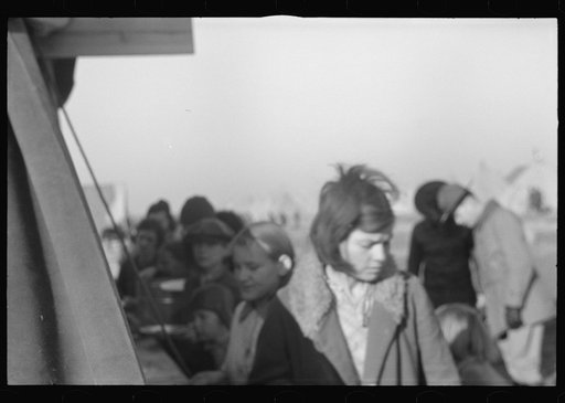 Untitled photo, possibly related to: Part of the mess line in the camp for white flood refugees, Forrest City, Arkansas