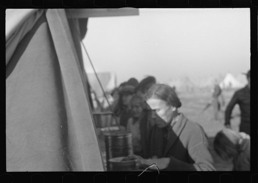 Untitled photo, possibly related to: Part of the mess line in the camp for white flood refugees, Forrest City, Arkansas