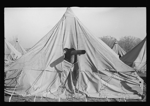 Untitled photo, possibly related to: A street of tents in the camp for flood refugees of Forrest City, Arkansas