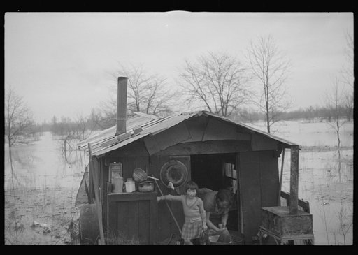 A family flooded out built themselves this ark, Marianna, Arkansas