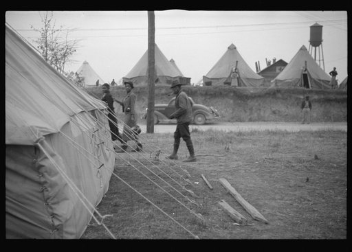 Untitled photo, possibly related to: Flood refugees lined up and waiting for food at Marianna, Arkansas, refugee camp