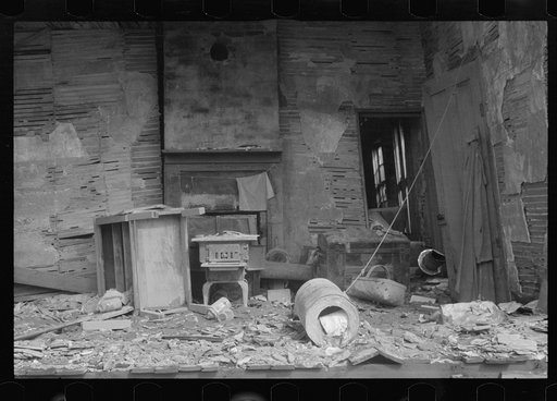 Interior of house demolished by flood of 1937, Smithland, Kentucky