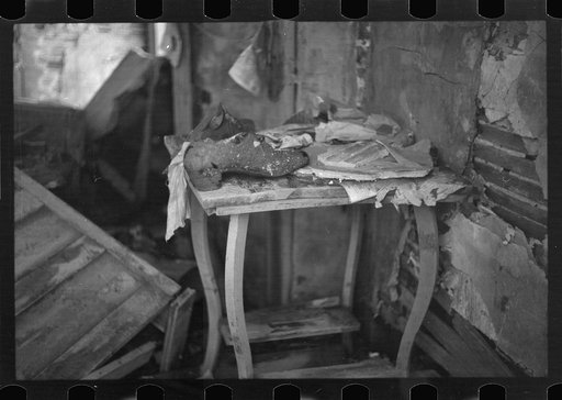 Untitled photo, possibly related to: Interior of house demolished by flood of 1937, Smithland, Kentucky