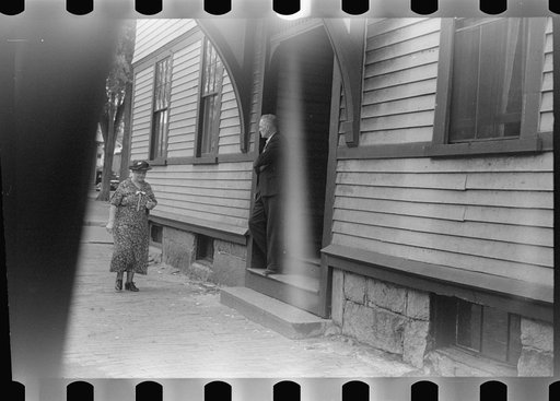 Untitled photo, possibly related to: Women talking, Manchester, New Hampshire