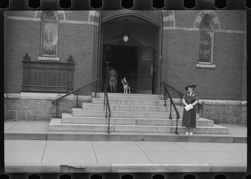 Untitled photo, possibly related to: Going to church on Sunday morning, Manchester, New Hampshire