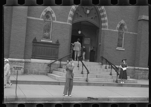Untitled photo, possibly related to: Going to church on Sunday morning, Manchester, New Hampshire