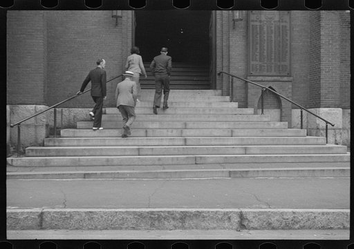 Untitled photo, possibly related to: Entrance to church, Manchester, New Hampshire