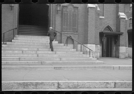 Untitled photo, possibly related to: Going to church on Sunday morning, Manchester, New Hampshire