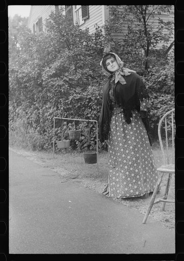 Untitled photo, possibly related to: Dummy in yard of antique shop, near Concord, New Hampshire