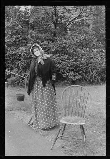 Untitled photo, possibly related to: Dummy in yard of antique shop, near Concord, New Hampshire