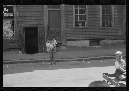 Untitled photo, possibly related to: Children playing in street, Manchester, New Hampshire