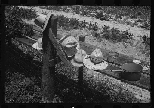 Untitled photo, possibly related to: Threshers' hats, Brookeville, Maryland