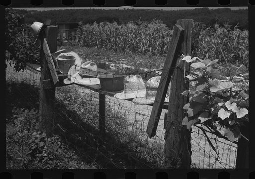 Untitled photo, possibly related to: Threshers' hats, Brookeville, Maryland