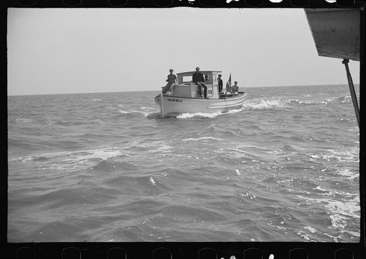 Untitled photo, possibly related to: Aboard a trap fishing boat. The deck of the boat on the way home. Provincetown, Massachusetts