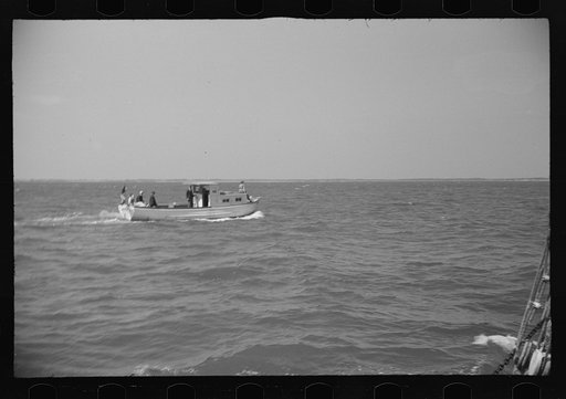 Untitled photo, possibly related to: Aboard a trap fishing boat. The deck of the boat on the way home. Provincetown, Massachusetts