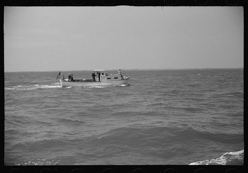 Untitled photo, possibly related to: Aboard a trap fishing boat. The deck of the boat on the way home. Provincetown, Massachusetts