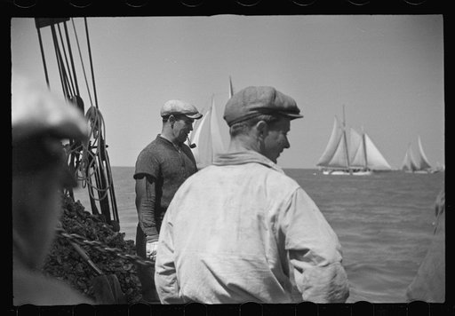 Untitled photo, possibly related to: Aboard a trap fishing boat. The deck of the boat on the way home. Provincetown, Massachusetts