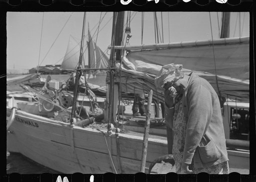 Untitled photo, possibly related to: Aboard a trap fishing boat. The deck of the boat on the way home. Provincetown, Massachusetts