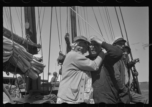 Untitled photo, possibly related to: Aboard a trap fishing boat. The deck of the boat on the way home. Provincetown, Massachusetts