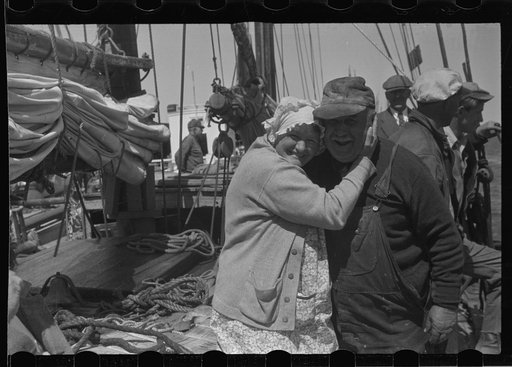 Untitled photo, possibly related to: Aboard a trap fishing boat. The deck of the boat on the way home. Provincetown, Massachusetts