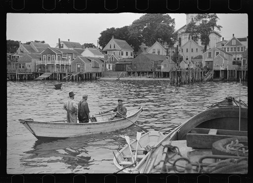 Aboard a trap fishing boat, the end of the trip. About four hours after they have left (in the dark), fishermen return home. By eight o'clock, sometimes nine o'clock, the day's work is finished. Provincetown, Massachusetts