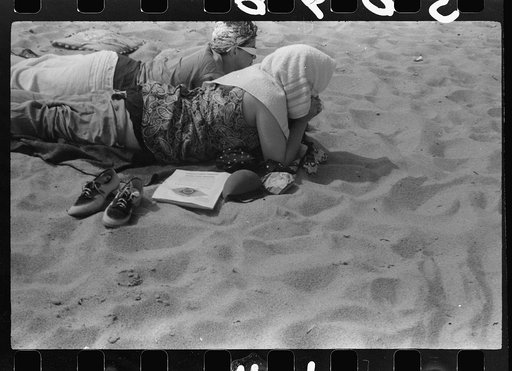 Untitled photo, possibly related to: Beach scene at "New Beach," the most popular beach near Provincetown. Regular bus service makes this beach easily available; lack of bath houses causes a great deal of picturesque dressing and undressing in and behind parked cars. Provincetown, Massachusetts