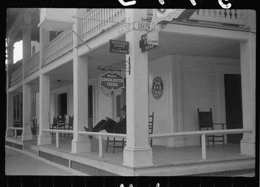 Untitled photo, possibly related to: Porch sitter, hotel, Vergennes, Vermont
