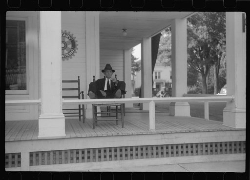 Untitled photo, possibly related to: Porch sitter, hotel, Vergennes, Vermont