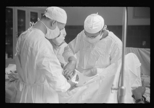 Hernia operation, Provident Hospital, one of the few hospitals for Negroes with a Negro staff, Chicago, Illinois