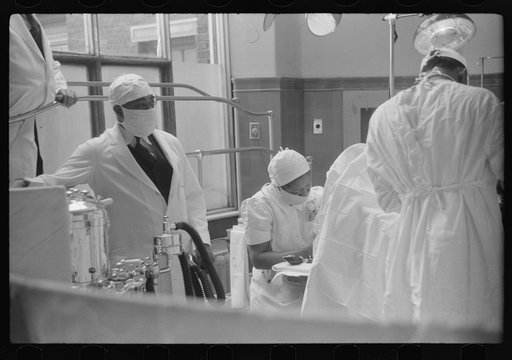 Untitled photo, possibly related to: Hernia operation, Provident Hospital, one of the few hospitals for Negroes with a Negro staff, Chicago, Illinois