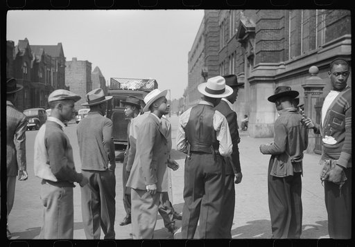 Outside Negro high school, Chicago, Illinois