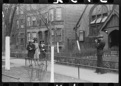 Untitled photo, possibly related to: Easter procession outside of fashionable Negro church, Black Belt, Chicago, Illinois