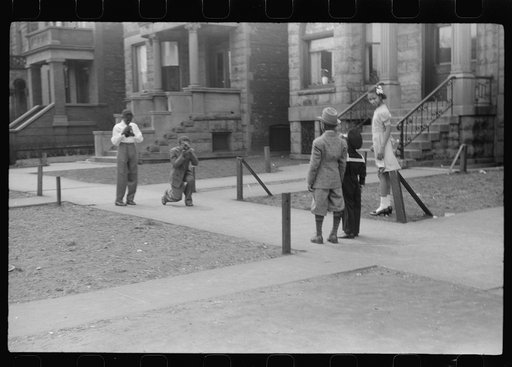 Untitled photo, possibly related to: Easter procession outside of fashionable Negro church, Black Belt, Chicago, Illinois