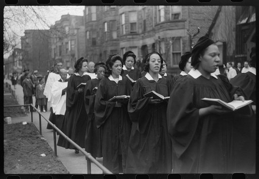Easter procession outside of fashionable Negro church, Black Belt, Chicago, Illinois