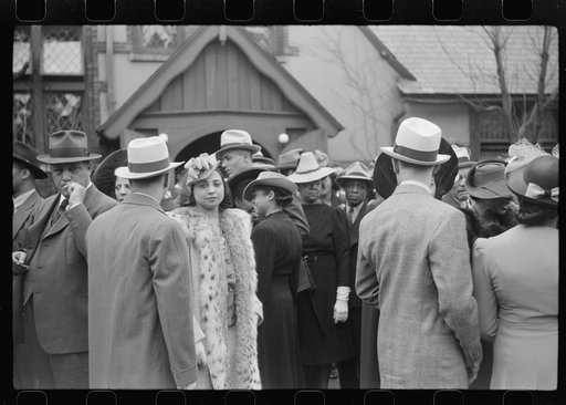 Crowd outside of fashionable Negro church after Sunday service, Chicago, Illinois