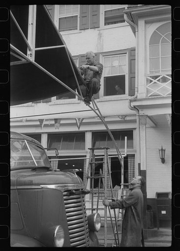 Preparations for fireman's carnival, July 4th celebration, State College, Pennsylvania