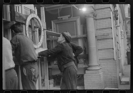 Preparations for fireman's carnival, July 4th celebration, State College, Pennsylvania