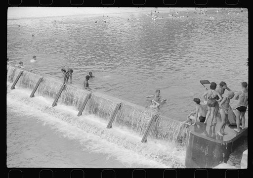 Untitled photo, possibly related to: Swimming pool created by CCC (Civilian Conservation Corps) dam, Huntingdon, Pennsylvania