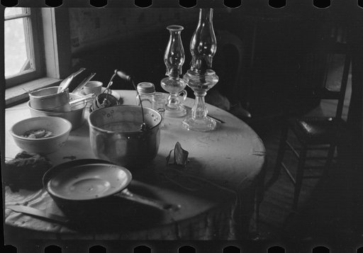 Interior of prospective homesteader's house, Westmoreland County, Pennsylvania