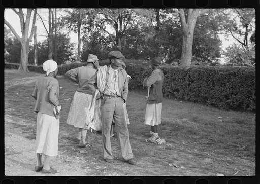 Untitled photo, possibly related to: Cotton pickers at 6:30 a.m. ready for day's work, Pulaski County, Arkansas