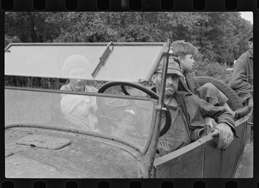 Poverty on the march, a destitute Ozark family, Arkansas