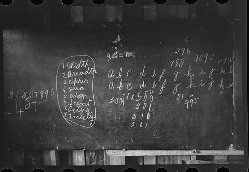 Blackboard in Ozark school, Arkansas